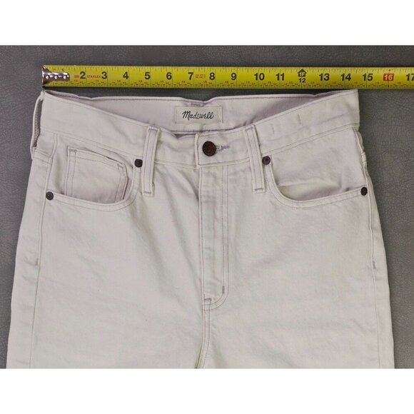 Madewell Size 26X29 Womens Vanilla Retro Crop Bootcut Denim 5 Pocket Logo Jeans - Picture 4 of 13